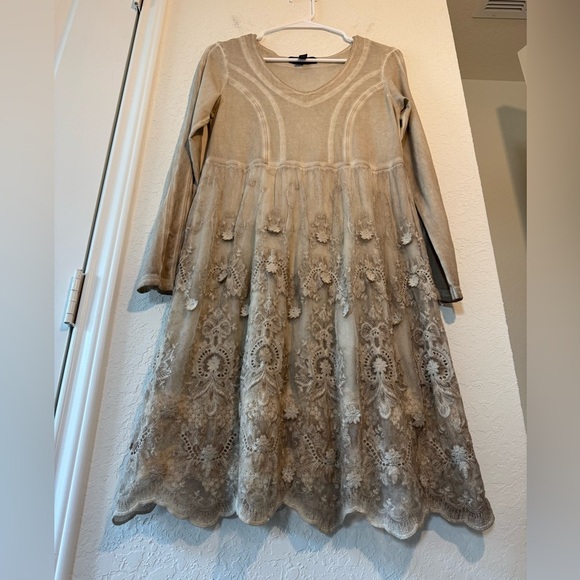 Gretty Zueger Bohemian Embroidered Long Sleeve Dress Womens Size Small - Picture 3 of 7